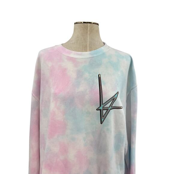 The Lumineers Brightside Roadside Motel Crewneck Sweatshirt Tie Dye Pink Blue XL - Picture 3 of 11